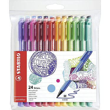 STABILO Pochette de 24 stylos feutres pointMax pointe moyenne 0,8 mm assortis x 5