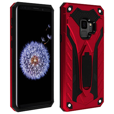 Avizar Coque Galaxy S9 Protection Bi-matière Antichoc Fonction Support - rouge