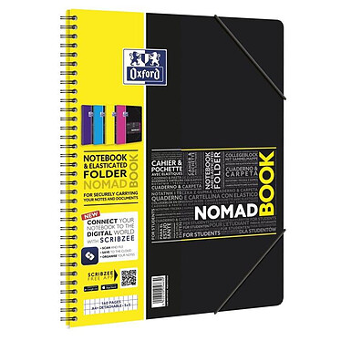 OXFORD Cahier ETUDIANT 'Nomadbook' 24x31 cm Quad 5x5 160 pages 90g avec chemise intégrée