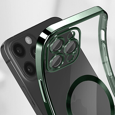 Avizar Coque MagSafe pour iPhone 12 Pro Silicone Protection Caméra  Contour Chromé Vert pas cher