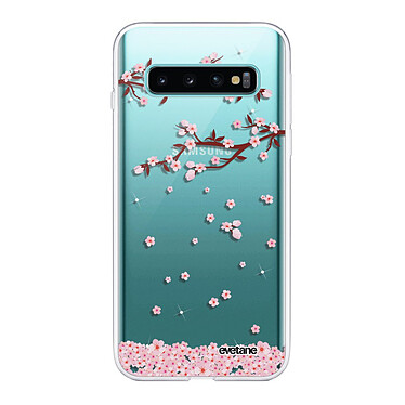 Evetane Coque Samsung Galaxy S10 360 intégrale transparente Motif Chute De Fleurs Tendance