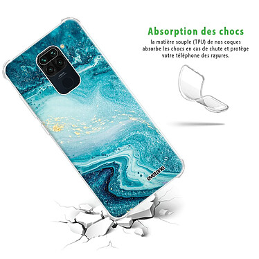 Avis Evetane Coque Xiaomi Redmi Note 9 anti-choc souple angles renforcés transparente Motif Bleu Nacré Marbre