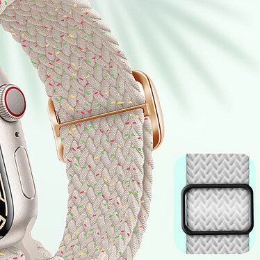 Avis Avizar Bracelet pour Apple Watch 49mm et 45mm et 44mm et 42mm Nylon Tressé Beige à Motif Multicolore