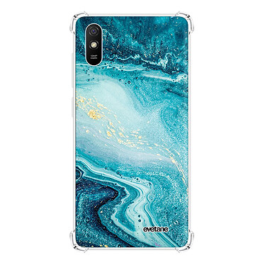 Evetane Coque Xiaomi Redmi 9A anti-choc souple angles renforcés transparente Motif Bleu Nacré Marbre