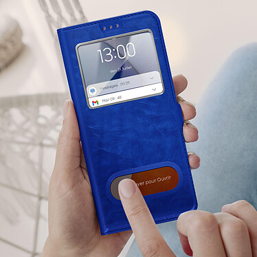 Avizar Étui pour Samsung Galaxy A14 4G et 5G Fenêtre Support Vidéo  Bleu pas cher