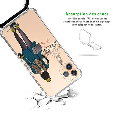 Avis LaCoqueFrançaise Coque cordon iPhone 11 Pro noir Dessin Working girl