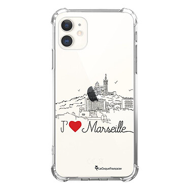 LaCoqueFrançaise Coque iPhone 11 anti-choc souple angles renforcés transparente Motif J'aime Marseille