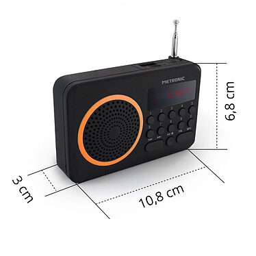 Avis Metronic 477204 - Radio portable FM MP3 avec ports USB/micro SD - noir et orange · Reconditionné