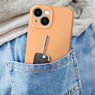 Avizar Coque Silicone pour iPhone 15 Caméra Protégée Doux au Toucher  Orange pas cher