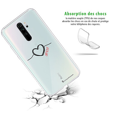 Avis LaCoqueFrançaise Coque Xiaomi Redmi Note 8 Pro 360 intégrale transparente Motif Coeur Noir Amour Tendance