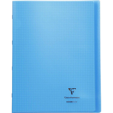 CLAIREFONTAINE Cahier protège-cahier Koverbook Piqué Polypro A4 160 P Q 5x5 Coloris Aléatoire