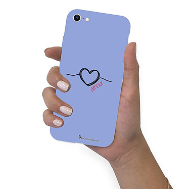 LaCoqueFrançaise Coque iPhone 7/8/ iPhone SE 2020 Silicone Liquide Douce lilas Coeur Noir Amour pas cher