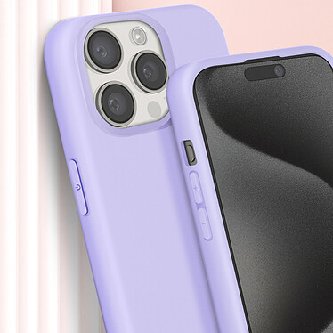 Avizar Coque Cordon pour iPhone 15 Pro Max Semi-Rigide Lanière Tour du Cou 80cm  Violet pas cher