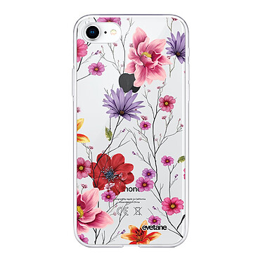 Evetane Coque iPhone 7/8/ iPhone SE 2020/ 2022 silicone transparente Motif Fleurs Multicolores ultra resistant