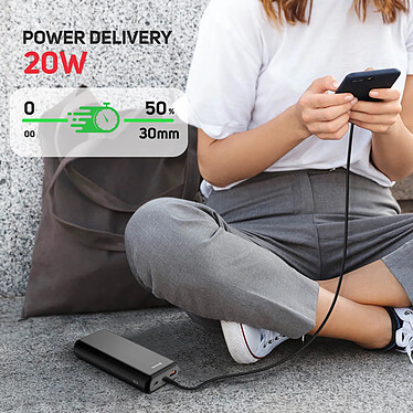 Avis Swissten Powerbank 20W USB-C Power Delivery et USB Quick Charge 20000mAh  noir