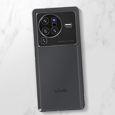 Avizar Coque pour Vivo X80 Pro Silicone Souple et Film Verre Trempé 9H  transparent contour noir pas cher