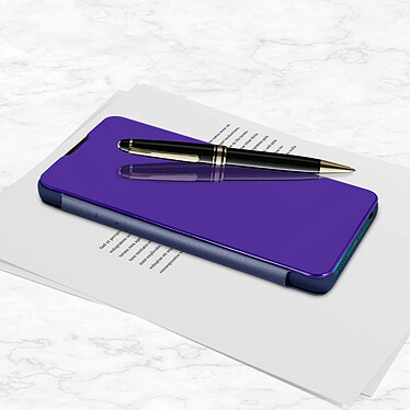 Avizar Housse Samsung Galaxy A10s Clapet Translucide Design Miroir Support Vidéo violet pas cher