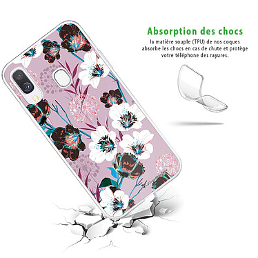 Avis LaCoqueFrançaise Coque Samsung Galaxy A20e 360 intégrale transparente Motif Fleurs parme Tendance