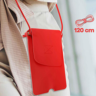 Avizar Pochette Bandoulière Smartphone avec Rangement carte Simili cuir  Rouge pas cher