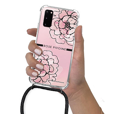 LaCoqueFrançaise Coque cordon Samsung Galaxy S20 Dessin Rose Pivoine pas cher