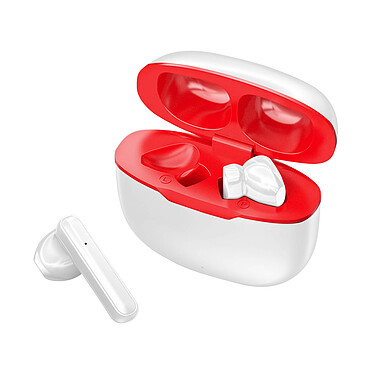 Avizar Écouteurs Sans-fil Bluetooth 5.0 Boitier Charge 15H Étanches IPX5 Blanc et rouge