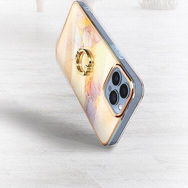 Acheter Avizar Coque iPhone 13 Pro Max Bi-matière avec Bague de maintien Motif marbre - rose