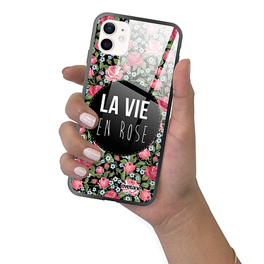 Evetane Coque iPhone 12 Mini Coque Soft Touch Glossy La Vie en Rose Design pas cher