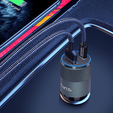 Avis 4smarts Chargeur Allume-cigare USB 3.0 USB-C Power Delivery Câble Lightning  Gris