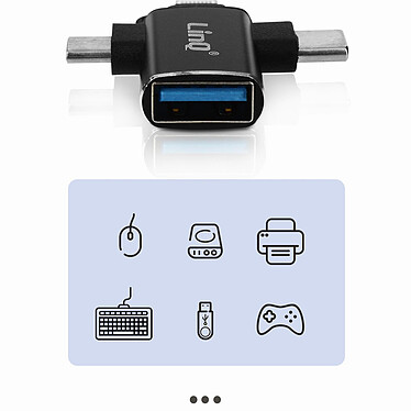 LinQ Adaptateur OTG 3 en 1 USB-C, Micro-USB, Lightning vers USB 3.0 Compact  Noir pas cher