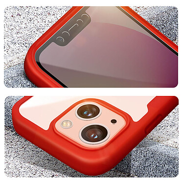 Avizar Coque 360° pour iPhone 13 Dos Rigide Protection Écran Souple Coins Renforcés  Contour rouge pas cher