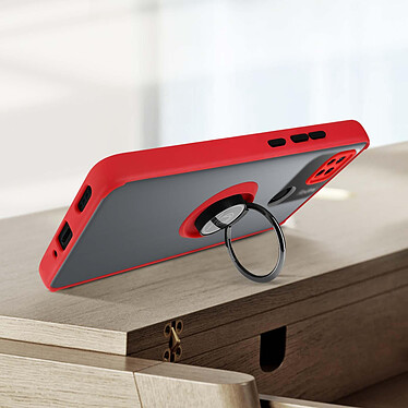 Avizar Coque pour Xiaomi Redmi 10A Bi-matière Bague Métallique Support Vidéo  rouge pas cher