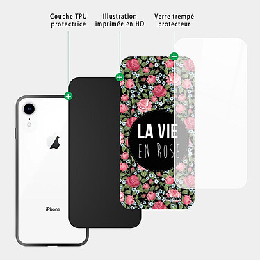 Acheter Evetane Coque en verre trempé iPhone Xr La Vie en Rose