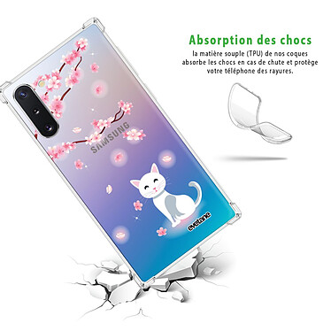 Avis Evetane Coque Samsung Galaxy Note 10 anti-choc souple angles renforcés transparente Motif Chat et Fleurs
