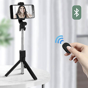 Avizar Perche Selfie avec Trépied Télécommande Bluetooth Bras Extensible 68 cm - Noir pas cher