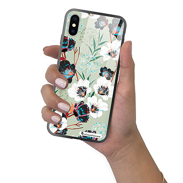 LaCoqueFrançaise Coque iPhone X/Xs Coque Soft Touch Glossy Fleurs vert d'eau Design pas cher