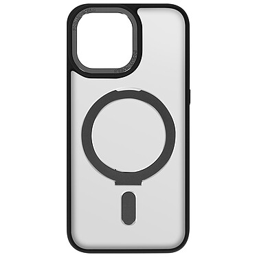 Avizar Coque MagSafe pour iPhone 15 Pro Silicone Gel Anneau Fonction Support  Dos Givré Contour Noir