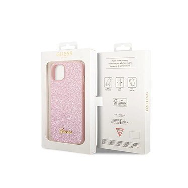 Avis Guess Coque pour Apple iPhone 14 Plus TPU Glitter Script Rose