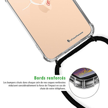 Acheter LaCoqueFrançaise Coque cordon iPhone 11 Pro noir Dessin Coeur Blanc Amour