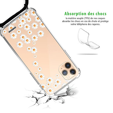 Avis Evetane Coque cordon iPhone 11 Pro noir Dessin Marguerite