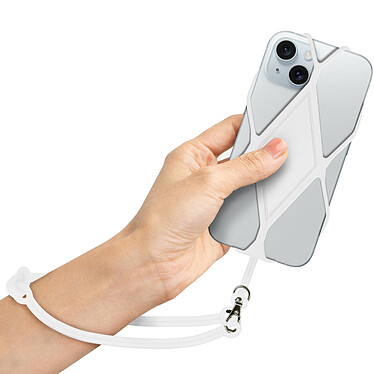 Avizar Cordon Smartphone avec Étui Silicone Flexible Universel 35cm  Blanc
