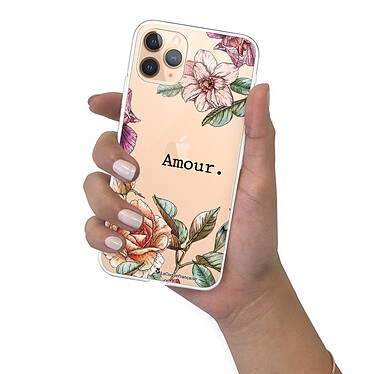 LaCoqueFrançaise Coque iPhone 11 Pro Max 360 intégrale transparente Motif Amour en fleurs Tendance pas cher