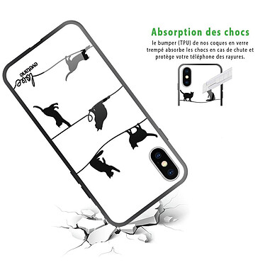 Avis Evetane Coque en verre trempé iPhone Xs Max Chat Lignes