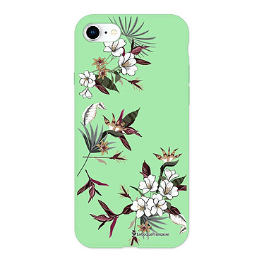 LaCoqueFrançaise Coque iPhone 7/8/ iPhone SE 2020 Silicone Liquide Douce vert pâle Fleurs Sauvages