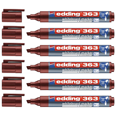 EDDING Marqueur pour Tableaux Blancs 363 Marron Pointe Biseautée 1-5 mm x 6