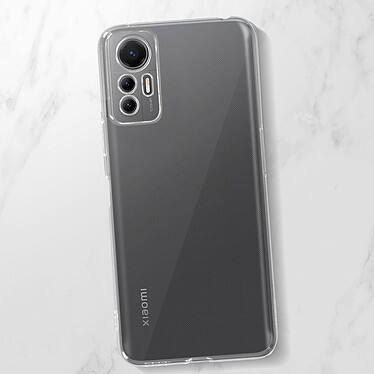 Avizar Coque pour Xiaomi 12 Lite Silicone Souple et Film Verre Trempé 9H  transparent contour noir pas cher