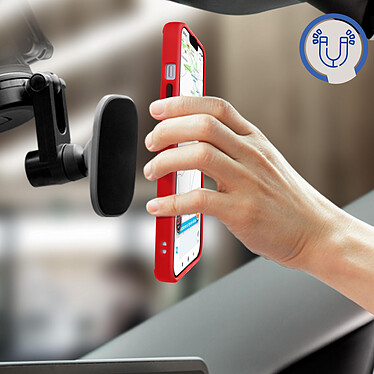 Avis Avizar Coque pour iPhone 14 Bi-matière Bague Métallique Support Vidéo  rouge