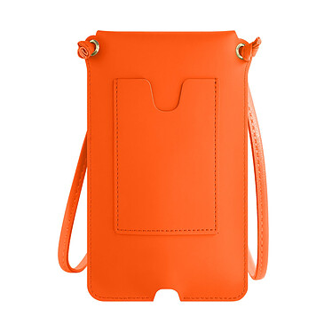Avizar Pochette Bandoulière Smartphone avec Rangement carte Simili cuir  orange