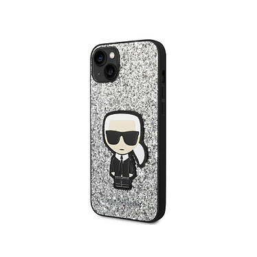 Karl Lagerfeld Coque pour Apple iPhone 14 Glitter Flakes Ikonik Argent