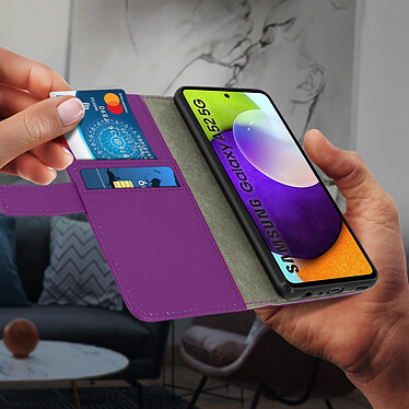 Avizar Housse Samsung Galaxy A52 et A52s Porte-carte Fonction Support Vidéo violet pas cher