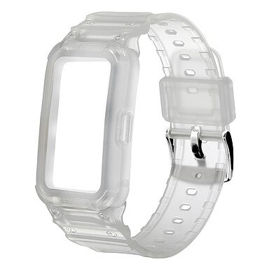 Avizar Bracelet Huawei Band 7, 6 Pro, 6 et Honor Band 6 Silicone Bumper Ajustable  blanc translucide